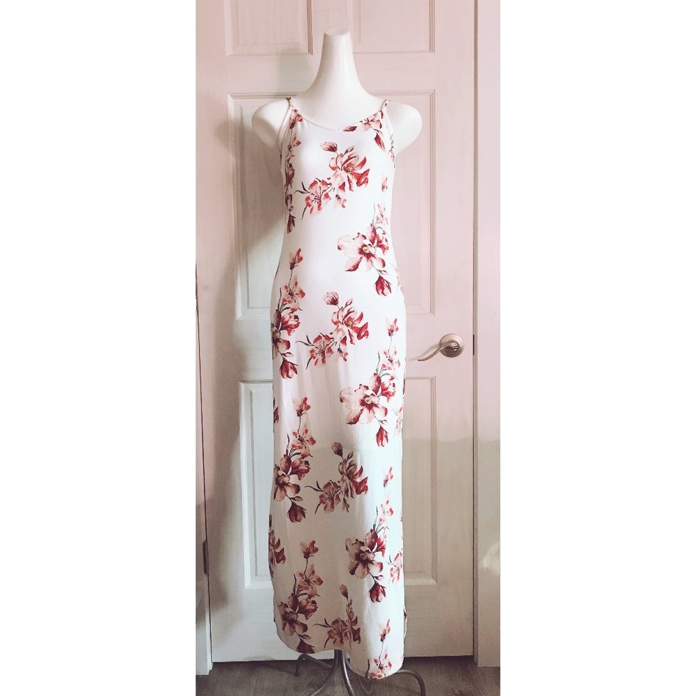 Moving Sale! NWOT B FAMOUS #USA Large Bodycon Stretch Floral Dress Long w/Split